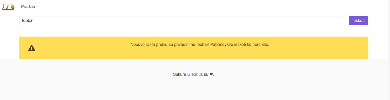 No product called 'foobar' has been found