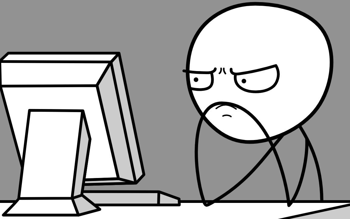Person thinking in front of the computer